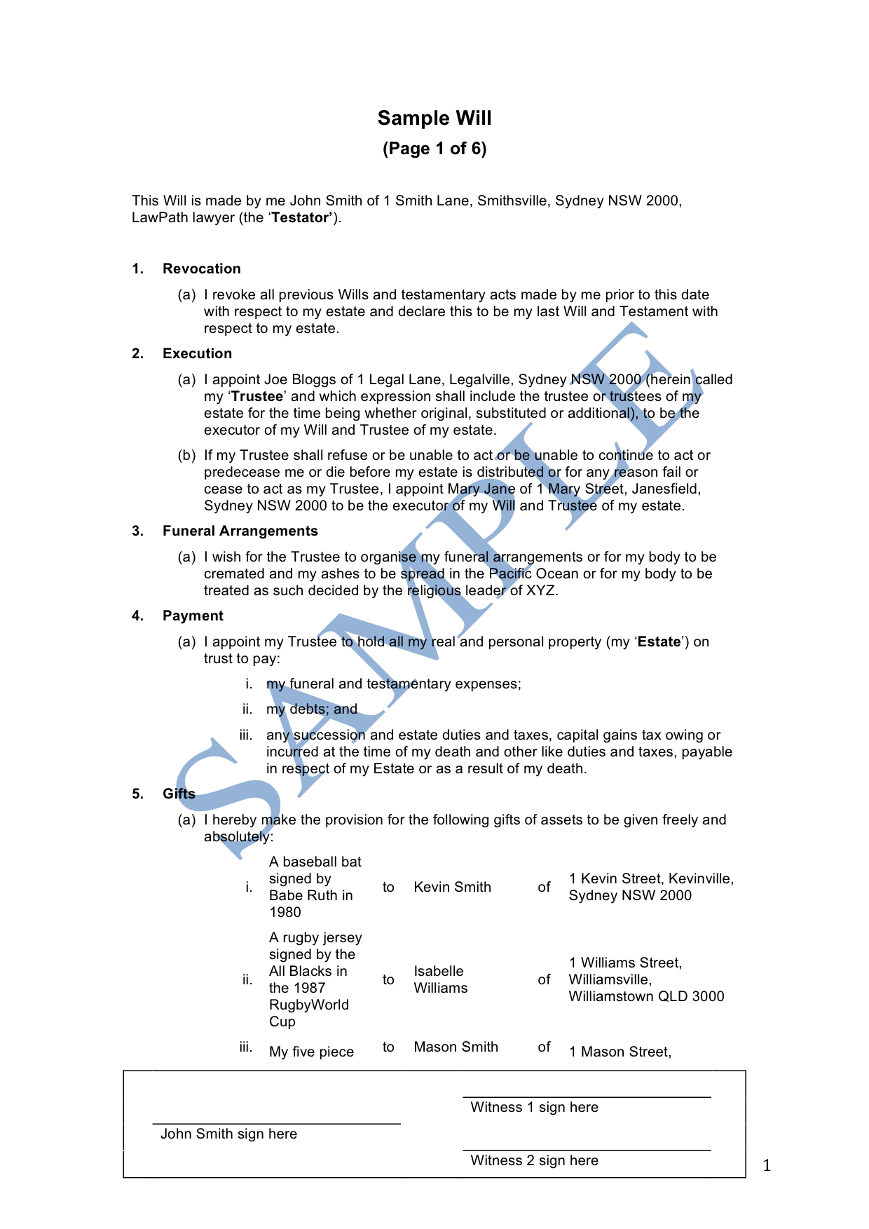 Will Free Template Sample Lawpath