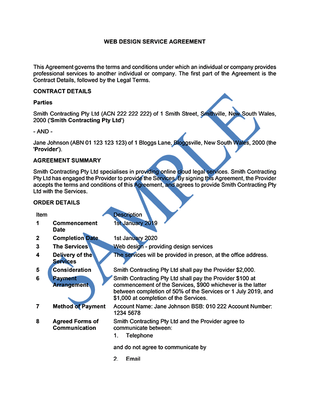 Web Design Service Agreement