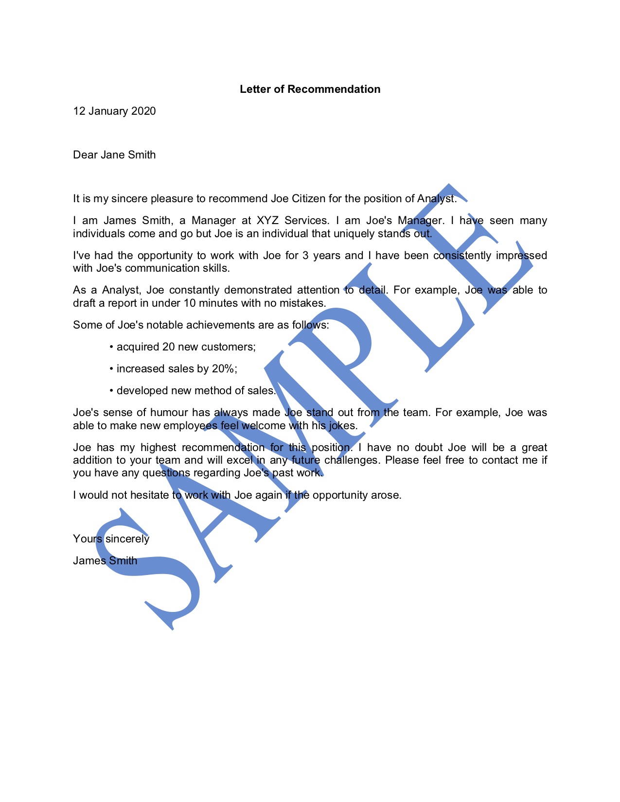 Recommendation Letter